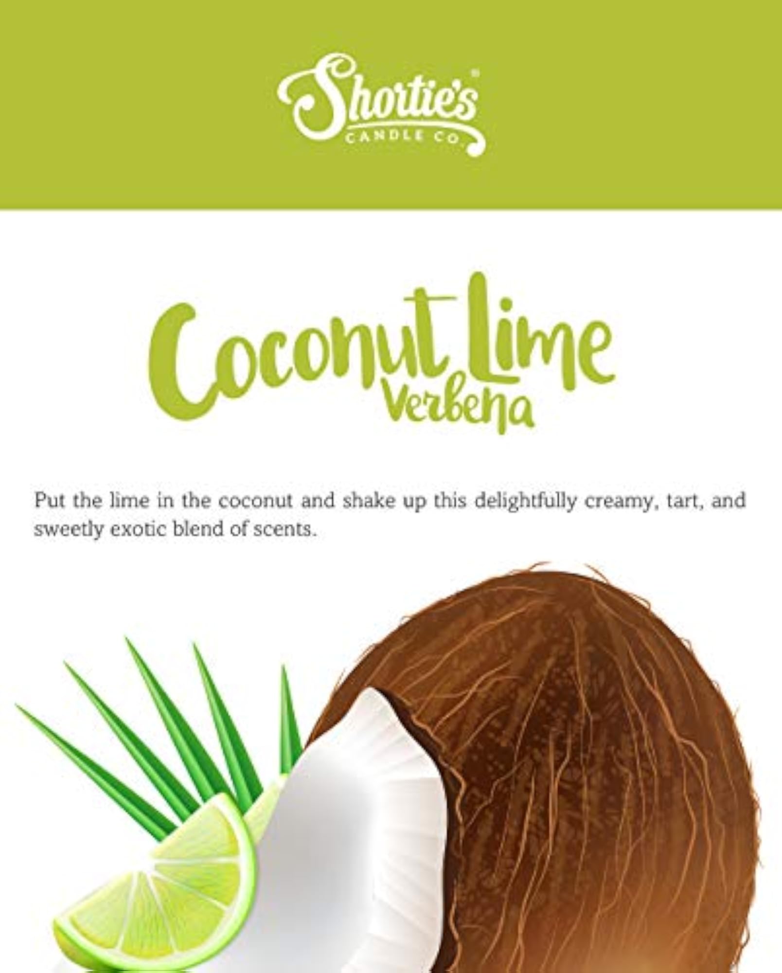 Coconut Lime Verbena Scented Natural Soy Candle, 9 Oz